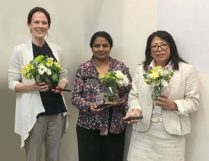 From left to right: Lindsay De Biase, Jayanthi Sankar, Marisela Morales